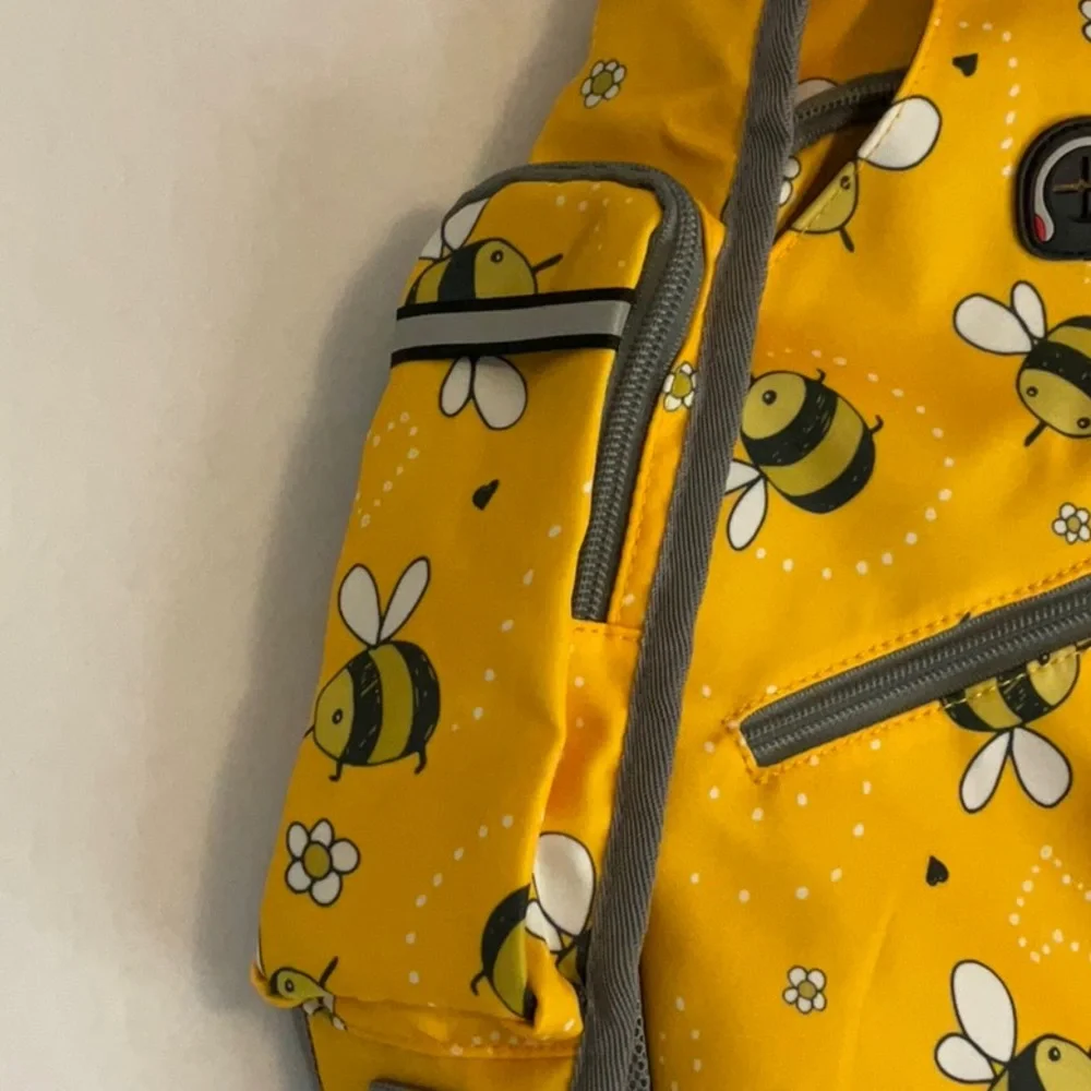 NWOT Yellow Bee Print Sling Backpack - Picture 3 of 7